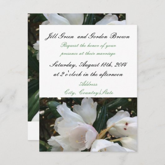 Élégant Faire-part de mariage à fleurs blanches (Devant / Derrière)