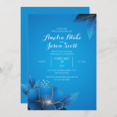 Élégant Faire-part de mariage à fleurs bleues (Devant / Derrière)