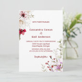 Élégant Faire-part de mariage à fleurs de maroon d (Debout devant)