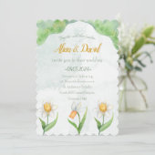 Élégant Faire-part de mariage à fleurs Narcissus (Debout devant)