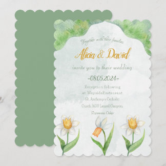 Élégant Faire-part de mariage à fleurs Narcissus