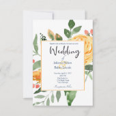 Élégant faire-part de mariage à fleurs orange (Devant)