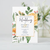 Élégant faire-part de mariage à fleurs orange (Debout devant)