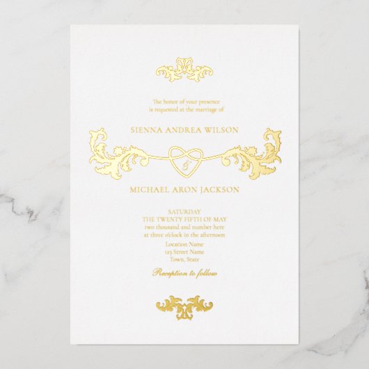 Élégant Faire-part de mariage à huile blanche et o (Recto)