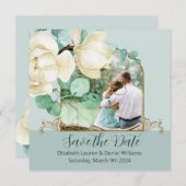 Élégant faire-part de mariage à l'aquarelle Magnol (Devant / Derrière)