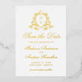 Élégant Faire-Part de Mariage à Monogramme Couronn (Recto)