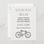 Élégant Faire-Part de Mariage à Motif Chevron Gris (Devant / Derrière)