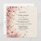 Élégant Faire-part de mariage à papillon floral (Devant / Derrière)