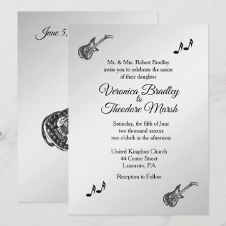 Elégant Faire-part de mariage à thème Guitare Arge