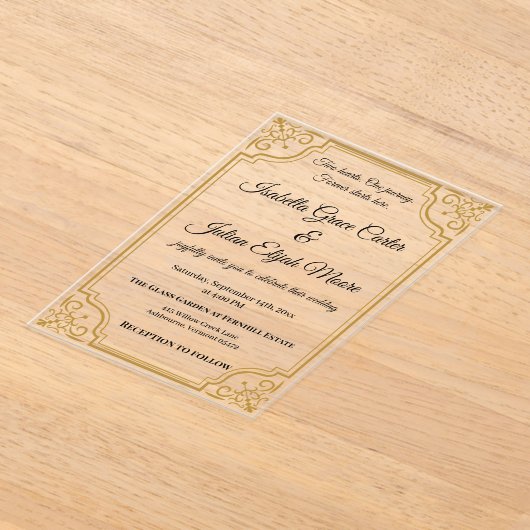 Élégant Faire-part de mariage acrylique avec huile (Poser)