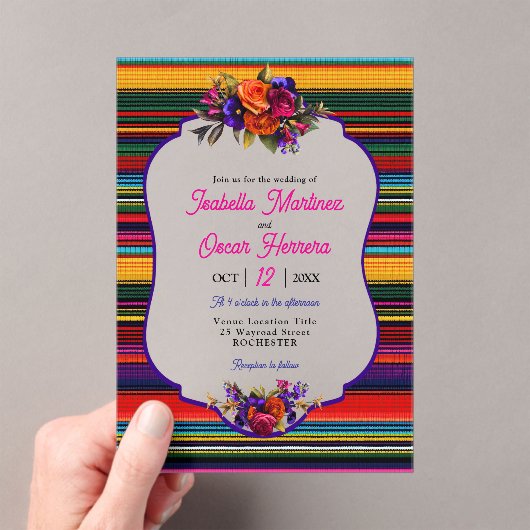 Élégant faire-part de mariage acrylique de fleurs (In situ (ordinateur de poche))