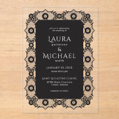 Élégant Faire-part de mariage acrylique dentelle n (Recto)