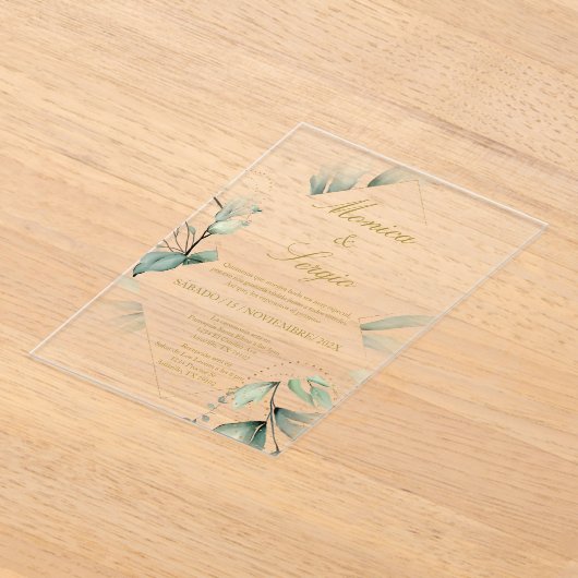 Élégant Faire-part de mariage acrylique en espagno (Poser)