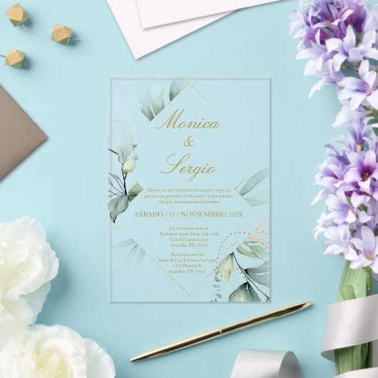 Élégant Faire-part de mariage acrylique en espagno (Insitu (Mariage))