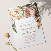 Elégant Faire-part de mariage Aquarelle Peony