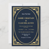 Élégant Faire-part de mariage Art Déco (Devant)