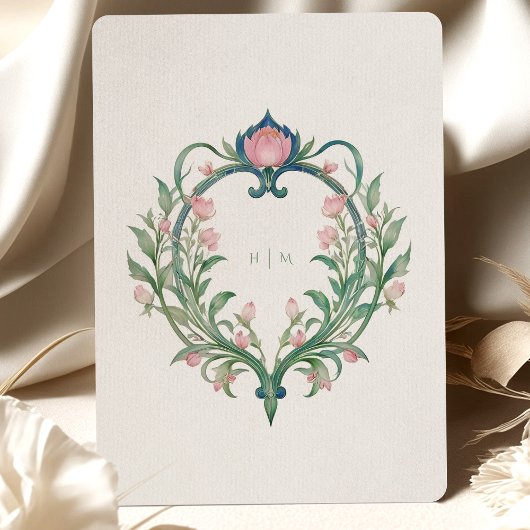 Élégant Faire-part de mariage Art Nouveau Peonies