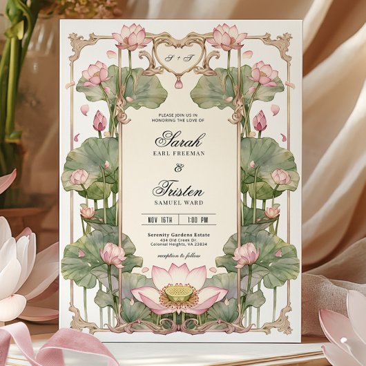 Élégant Faire-part de mariage asiatique Lotus