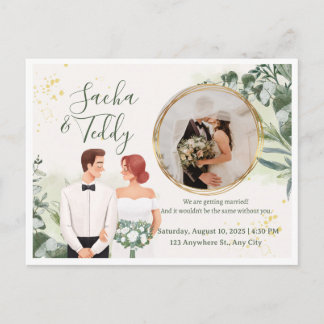 Élégant faire-part de mariage avec photo et date d