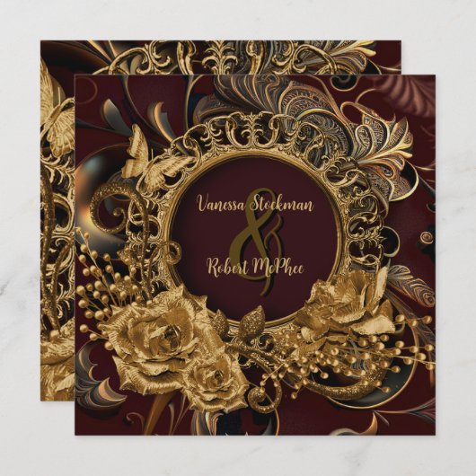 Élégant Faire-part de mariage baroque (Devant / Derrière)