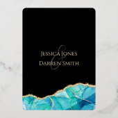 Élégant Faire-part de mariage Black Blue Gold (Verso)