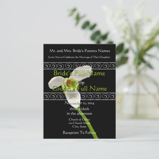 Elégant Faire-part de mariage blanc et citron vert (Debout devant)