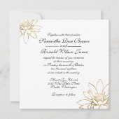 Elégant faire-part de mariage blanc, noir et or (Devant)