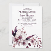 Elégant Faire-part de mariage blanc orchidée et pr (Devant)