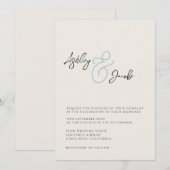 Elégant Faire-part de mariage bleu (Devant / Derrière)