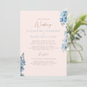 Élégant Faire-part de mariage Bleu & Bleu (Debout devant)