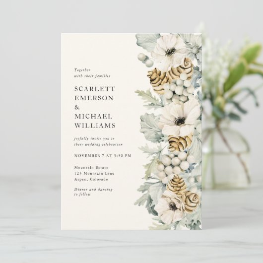 Elégant Faire-part de mariage bleu Dusty (Debout devant)