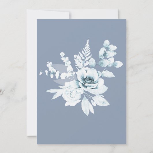 Elégant Faire-part de mariage bleu Dusty (Dos)