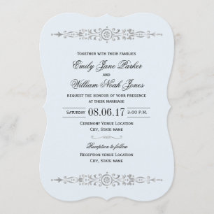 Elégant Faire-part de mariage bleu foncé