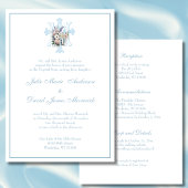 Élégant Faire-part de mariage bleu marial catholiq