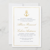 élégant faire-part de mariage bleu marine (Devant)