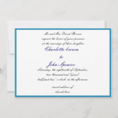 élégant faire-part de mariage bleu paon (Dos)