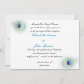 élégant faire-part de mariage bleu paon (Dos)