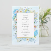 Elégant Faire-part de mariage Blue Hydrangea