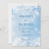 Élégant Faire-part de mariage Blue Snowflake (Devant)