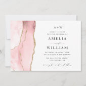 élégant faire-part de mariage blush et or (Devant)
