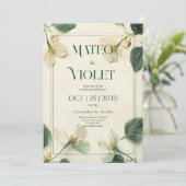 Élégant Faire-part de mariage botanique (Debout devant)