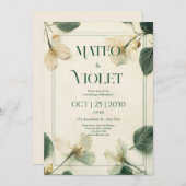 Élégant Faire-part de mariage botanique (Devant / Derrière)