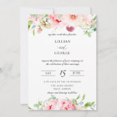 Élégant Faire-part de mariage botanique rose pâle (Devant)