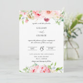 Élégant Faire-part de mariage botanique rose pâle (Debout devant)
