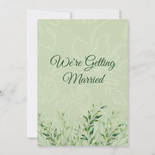 Élégant faire-part de mariage botanique vert à con (Dos)