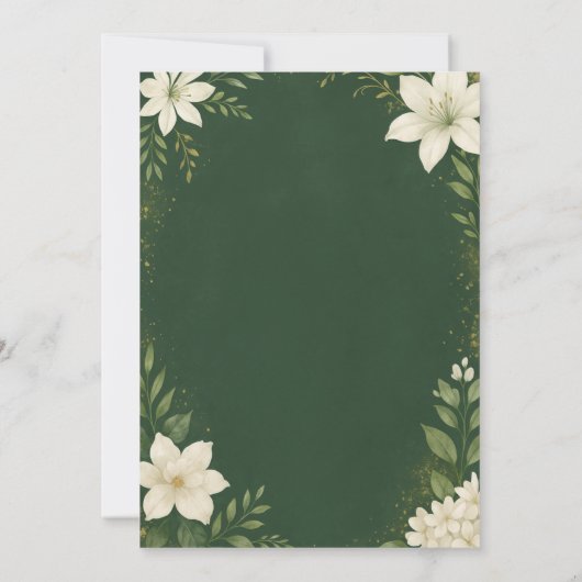 Élégant Faire-part de mariage Botanique Vert & Or (Dos)