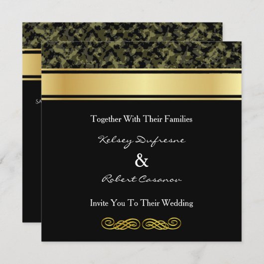 Élégant Faire-part de mariage Camouflage (Devant / Derrière)