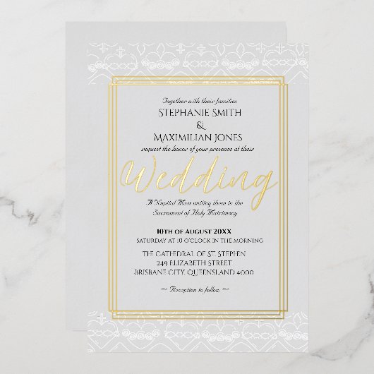 Élégant Faire-part de mariage catholique (Recto/Verso)