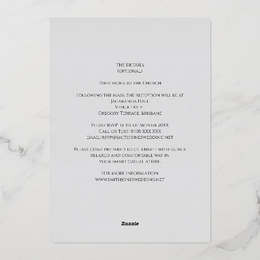 Élégant Faire-part de mariage catholique (Verso)