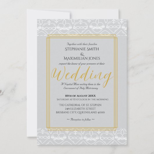 Élégant Faire-part de mariage catholique (Devant)